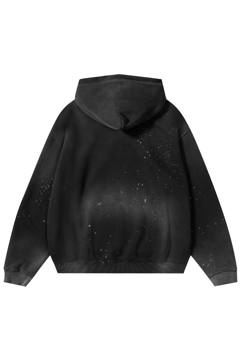 Unisex Fall Splatter-Wash Distressed Pullover Hoodie