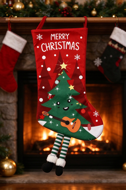 Christmas Santa Snowman Socks Fireplace Hanging Decor