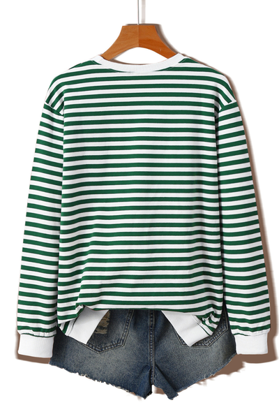 Unisex Fall Clothing Christmas Bow Striped Sweatshirt