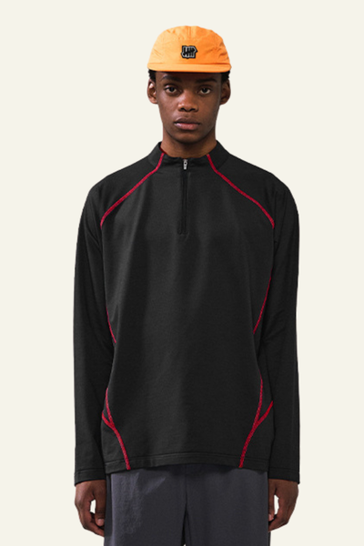 Men's Streetwear Stand Collar Half Zipper Long-Sleeve T-shirt