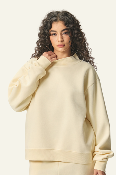 Women's Streetwear Stand-Collar Solid Mock Neck Sweatshirt
