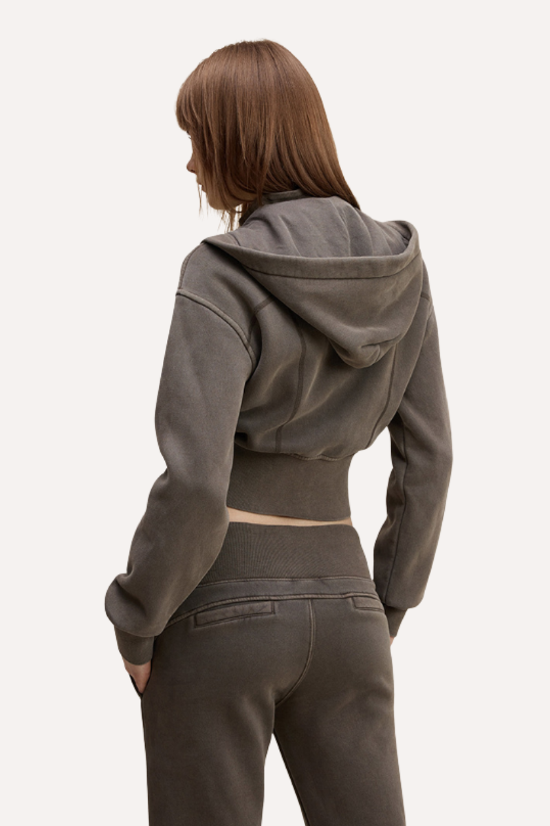 Women's Fall Fleece Open Front Sweatshirt & Pants Set - Slim