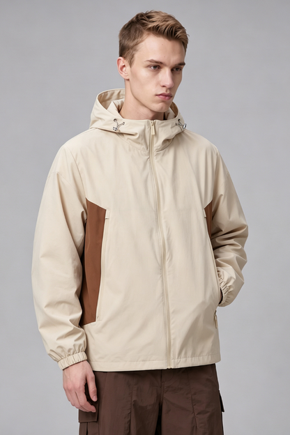 Men's Spring Colorblock Lightweight Outdoor Hooded Jacket