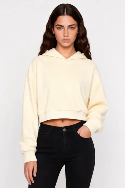 Women Fall 350gsm Cropped Drop Shoulder Pullover Hoodie
