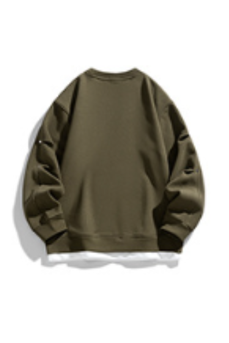 Men's Fall Winter Layered Snap-Button Crewneck Sweatshirt