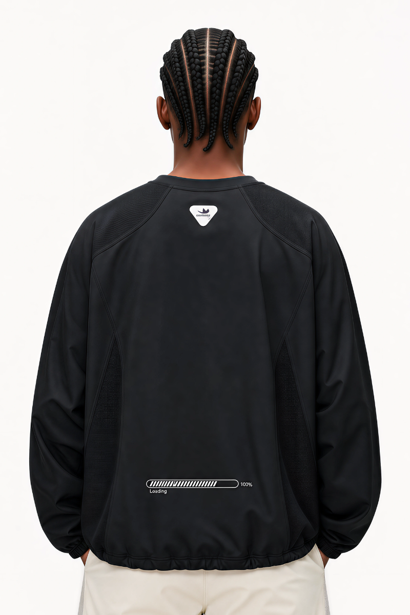 Men Fall Mesh Spliced Crew Neck Sports Long Sleeve Top