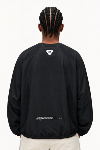 Men Fall Mesh Spliced Crew Neck Sports Long Sleeve Top
