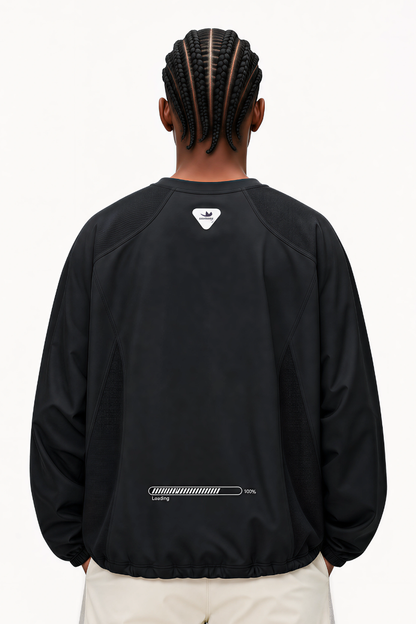 Men Fall Mesh Spliced Crew Neck Sports Long Sleeve Top