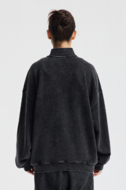 Women's Cotton Streetwear Wax-Dyed Washed Stand Collar Distressed Jacket