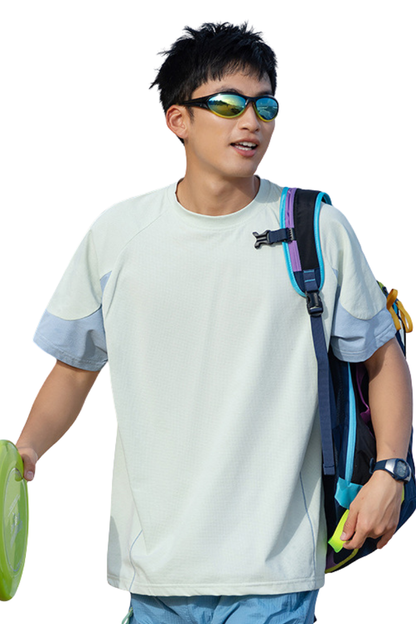 Unisex Summer Mint Colorblock Quick Dry UPF Tee