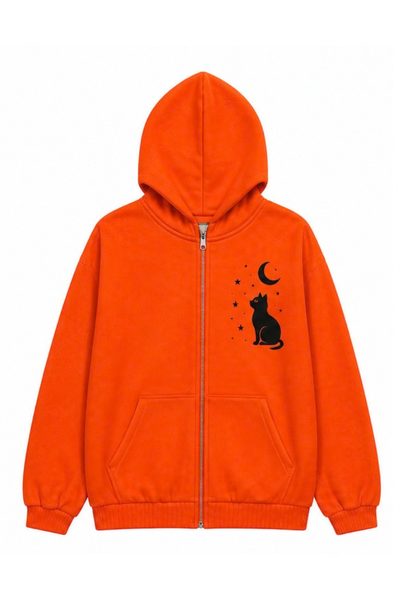 Unisex Fall Clothing Halloween Pumpkin Bat Zip Hoodie
