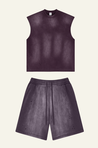 Men's Vintage Gradient Cotton Set:T-shirt And Short