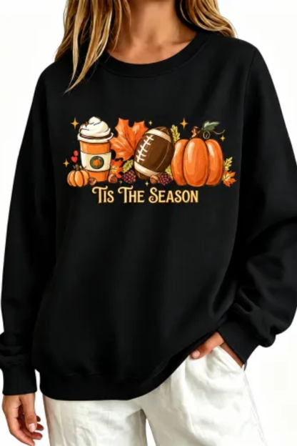 Women Fall Clothing Pumpkin Football Coffee Sweatshirt
