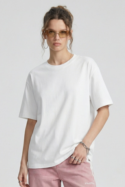Women's 250g Cotton Double Layer Crewneck Basic Set-in Tee