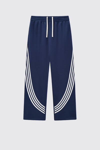 Men's Color Block Elastic Drawstring Cuff Wide Leg Pants