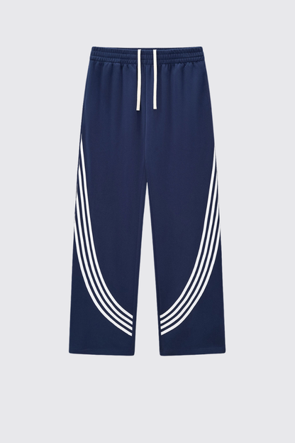 Men's Color Block Elastic Drawstring Cuff Wide Leg Pants