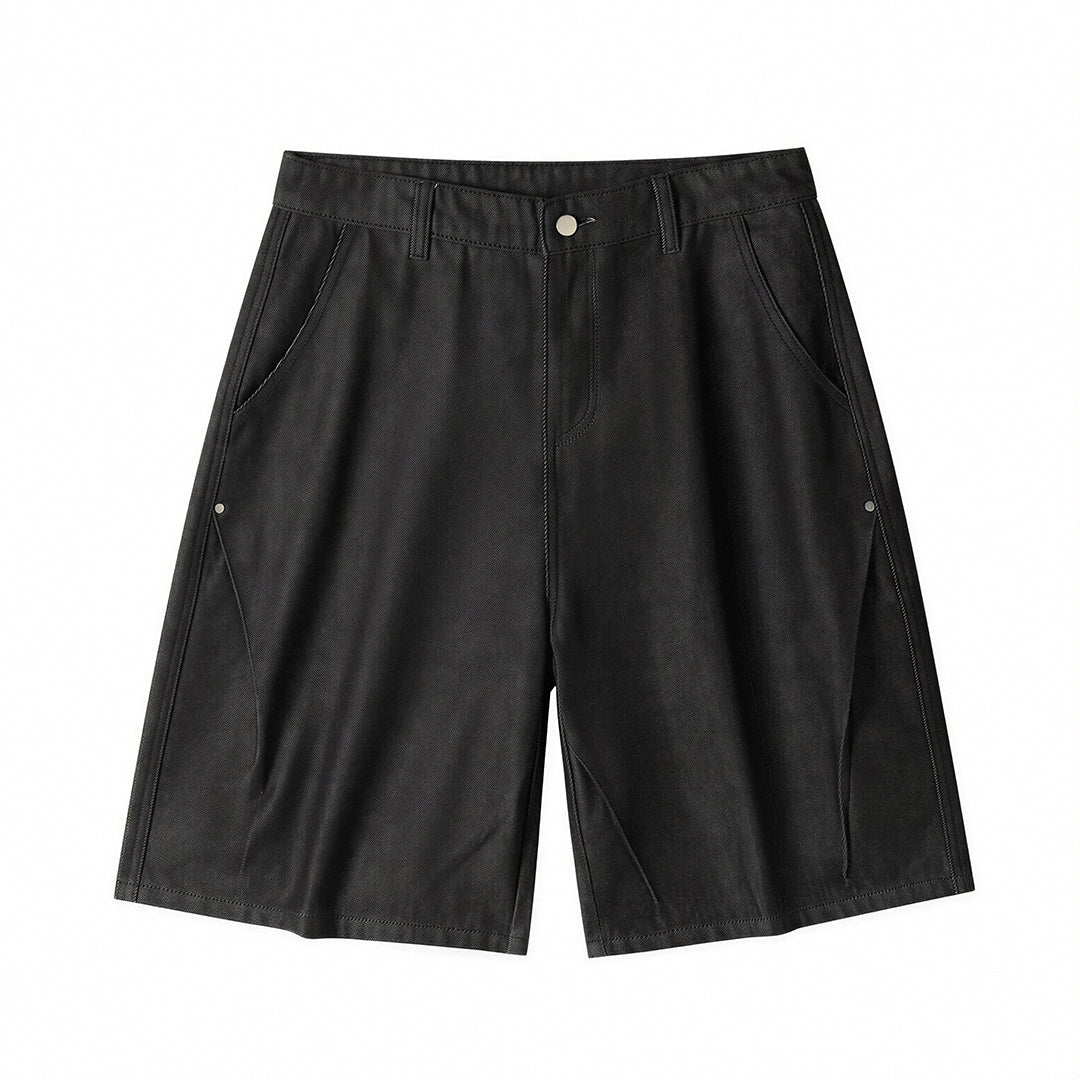 Men's Summer Solid Color Loose Wide-Leg Denim Shorts
