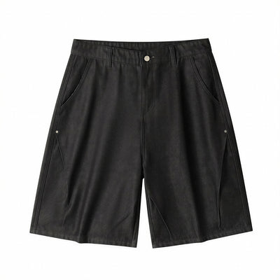Men's Summer Solid Color Loose Wide-Leg Denim Shorts