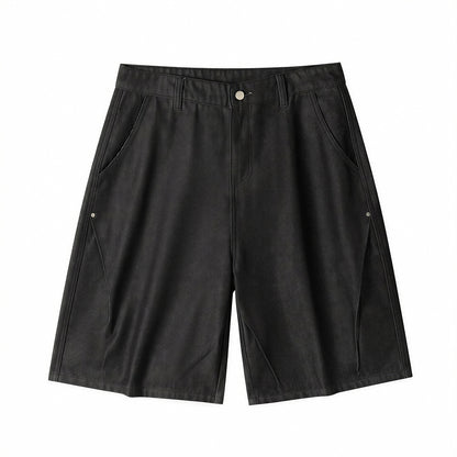 Men's Summer Solid Color Loose Wide-Leg Denim Shorts
