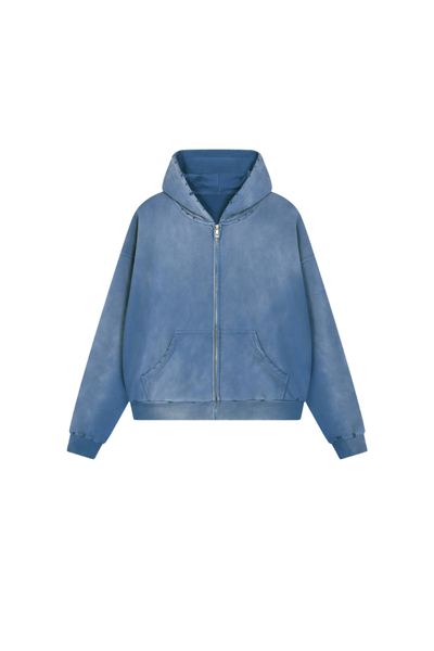 Men Fall Acid Wash Distressed Boxy Cropped Hoodie