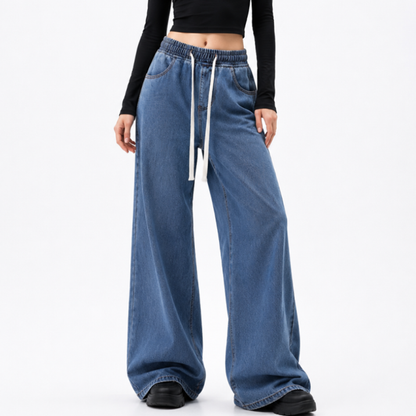 Women's Drawstring Waist Wide Leg Jeans