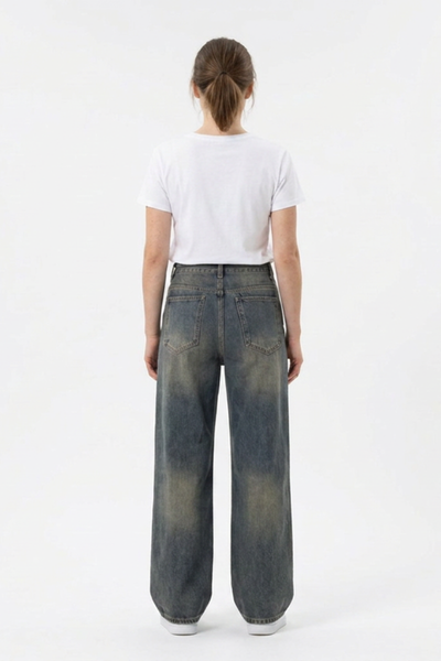 Women's 100% Cotton Vintage Wash Straight Leg Jeans