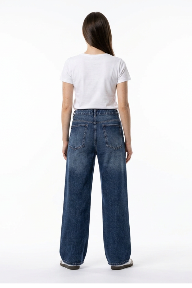 Women's Vintage Wash High Waist Straight Leg Jeans