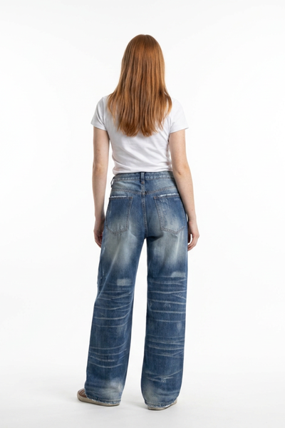 Women's Vintage Wash High Waist Straight Leg Jeans