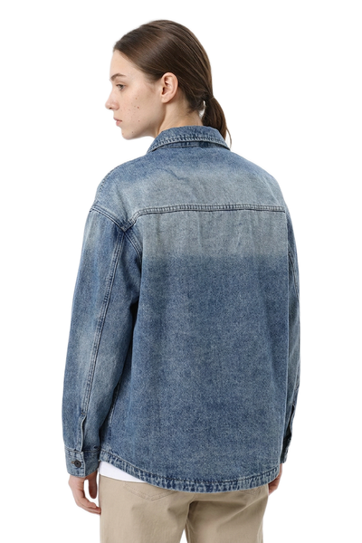 Women's Relaxed Washed Long Sleeve Denim Shirt Jacket