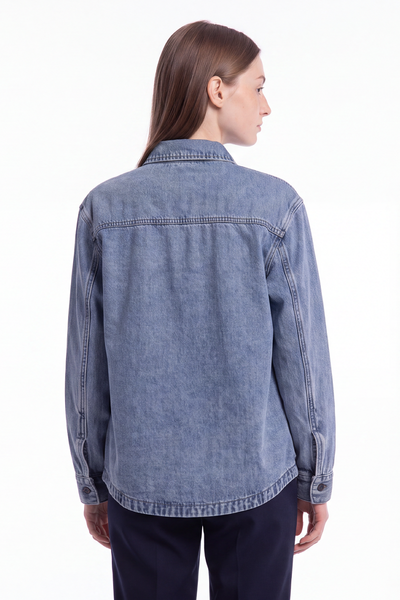 Women's Classic Washed Oversized Denim Shirt Jacket