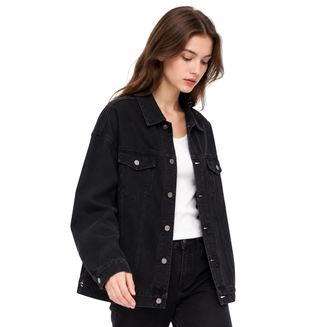 Women's Oversized Drop Shoulder Denim Jacket