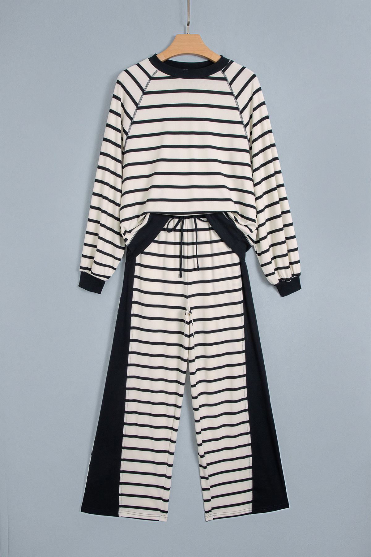 Women's Fall Striped Colorblock Drawstring 2 Piece Set
