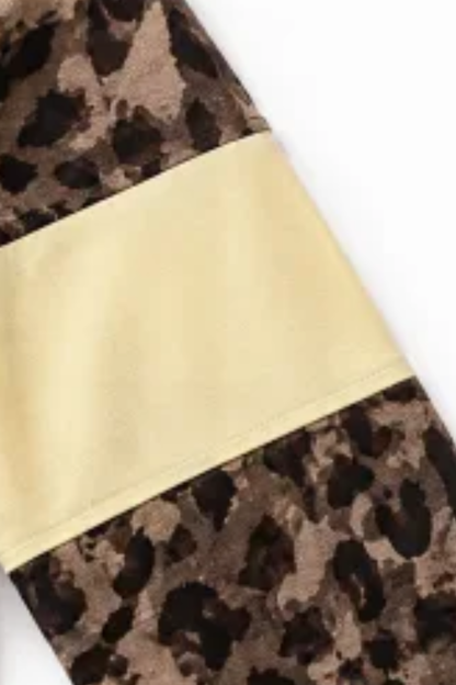 Women Fall Clothing Casual Leopard Color Block 2 Piece Set