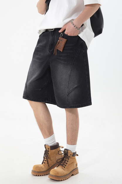 Men's SpringSummer Panel Washed 5" Jean Shorts - Retro Loose