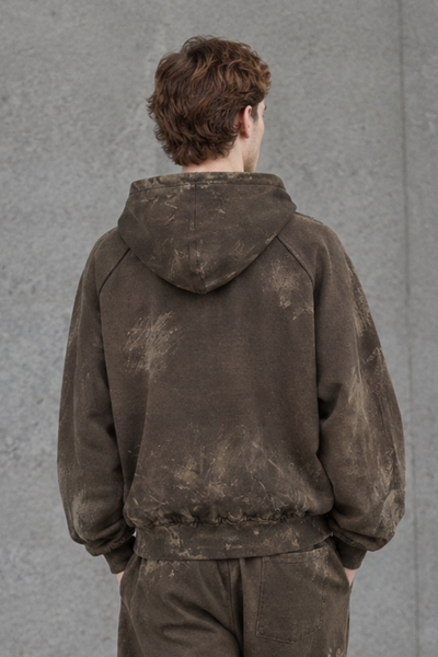 Men Fall Clothing Heavy Paint Distressed Streetwear Hoodie