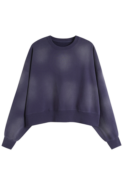 Women's Fall Vintage-Wash Cropped Crewneck Sweatshirt