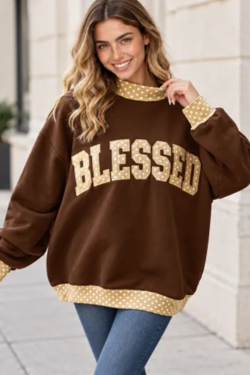 Women Fall Clothing Grace Applique Oversized Sweatshirt