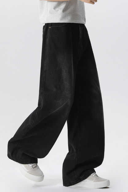 Men's Spring Summer Washed Vintage Wide Curved Jeans