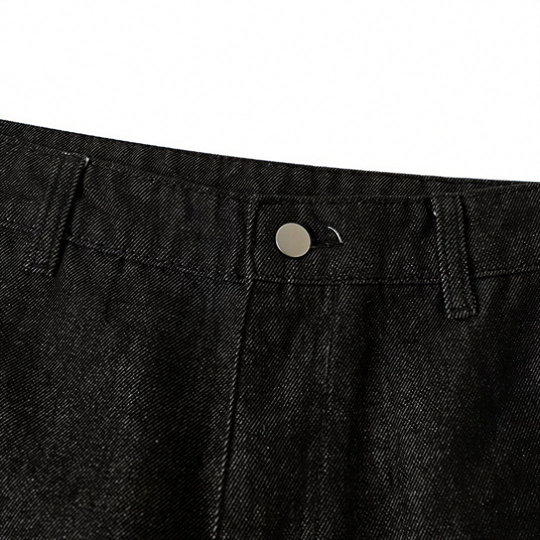 Men's Summer Solid Color Loose Wide-Leg Denim Shorts