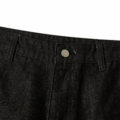 Men's Summer Solid Color Loose Wide-Leg Denim Shorts