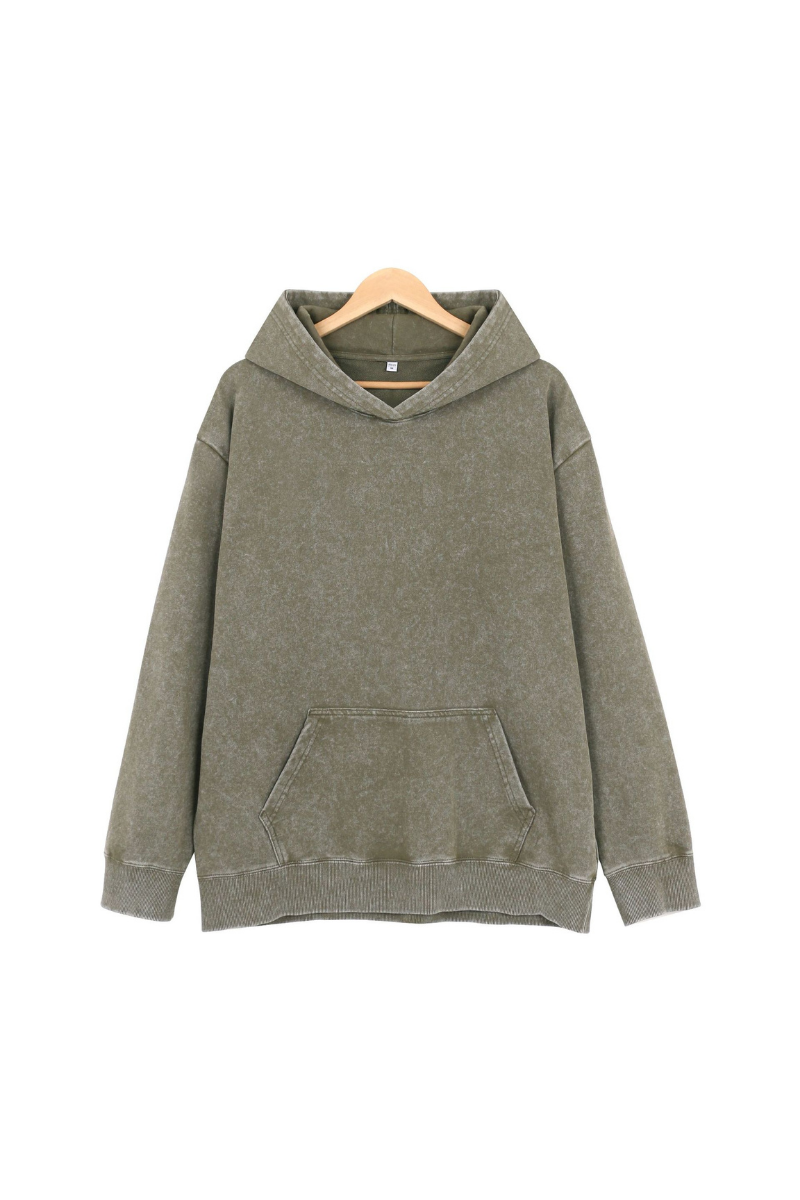 Women Fall 400G Washed Vintage Loopback Pullover Hoodie