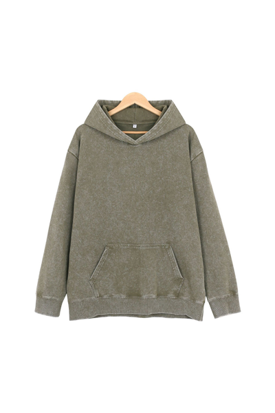 Women Fall 400G Washed Vintage Loopback Pullover Hoodie