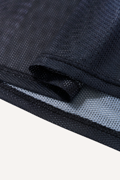 Men's Spring Summer Black Gold Fade V-Neck Mesh Print Tee
