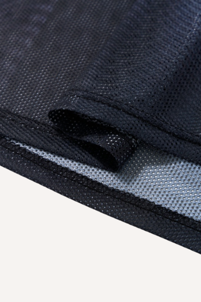 Men's Spring Summer Black Gold Fade V-Neck Mesh Print Tee