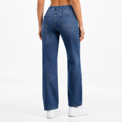 Women's High Waist Drawstring Wide Leg Jeans