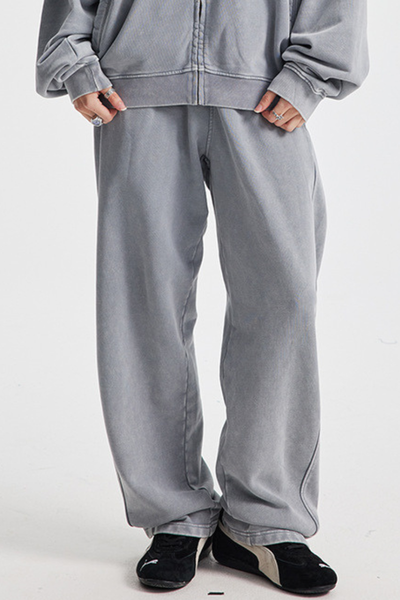 Men's Cotton  Streetwear Washed Distressed Wide Leg Pants