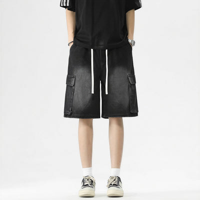 Men's Summer Light Wash Carpenter Baggy Denim Shorts
