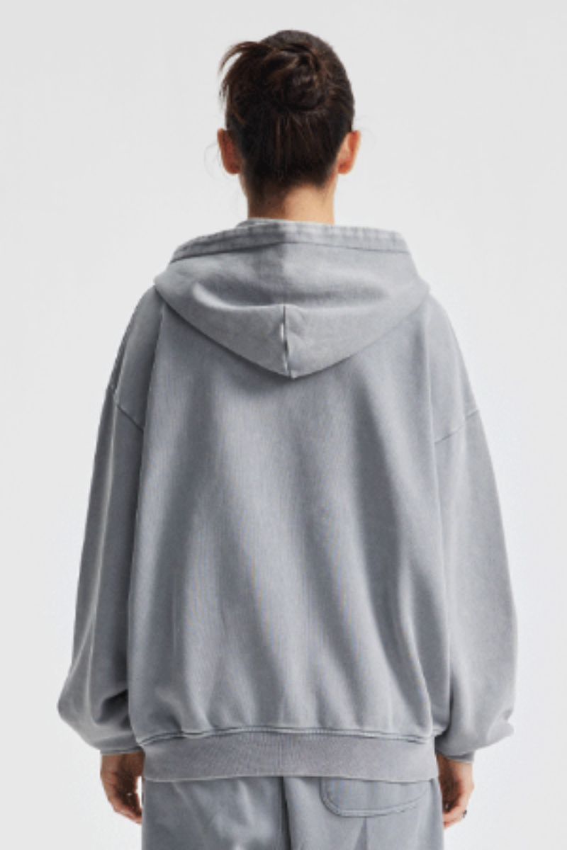 Women's Cotton Washed Distressed Front Pocket Hooded Jacket