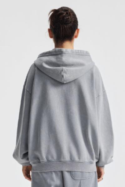 Women's Cotton Washed Distressed Front Pocket Hooded Jacket