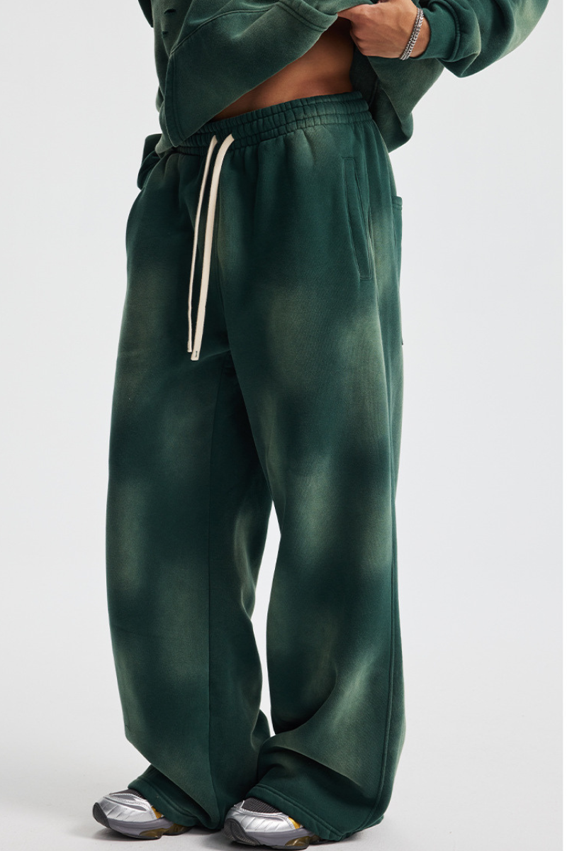 Men's Streetwear Washed Distressed Fleece-Lined  Pants